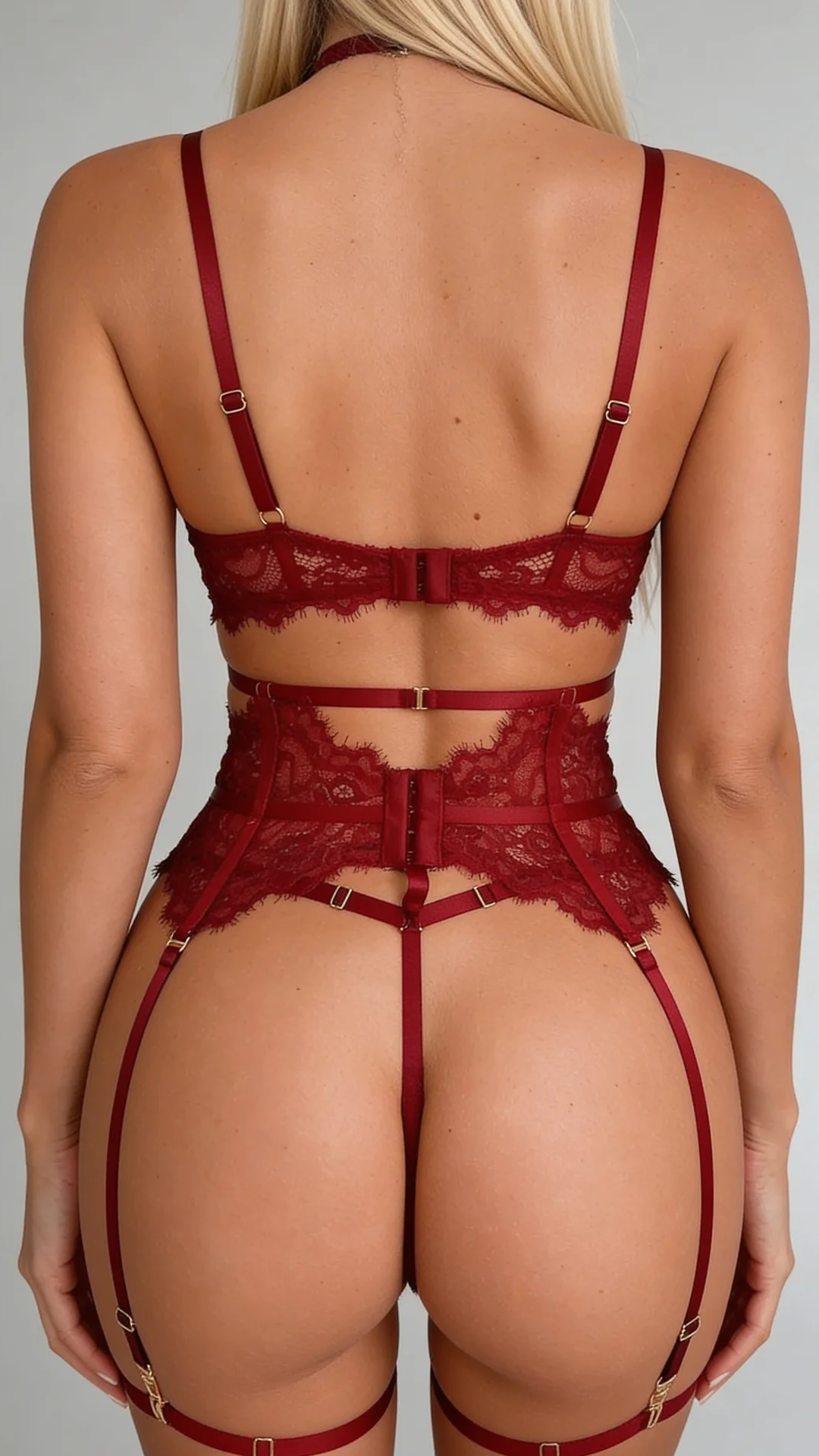 Liebelle Sofia 4-teiliges Spitzen-Set mit Halsband und Strapsgürtel - Bild 8