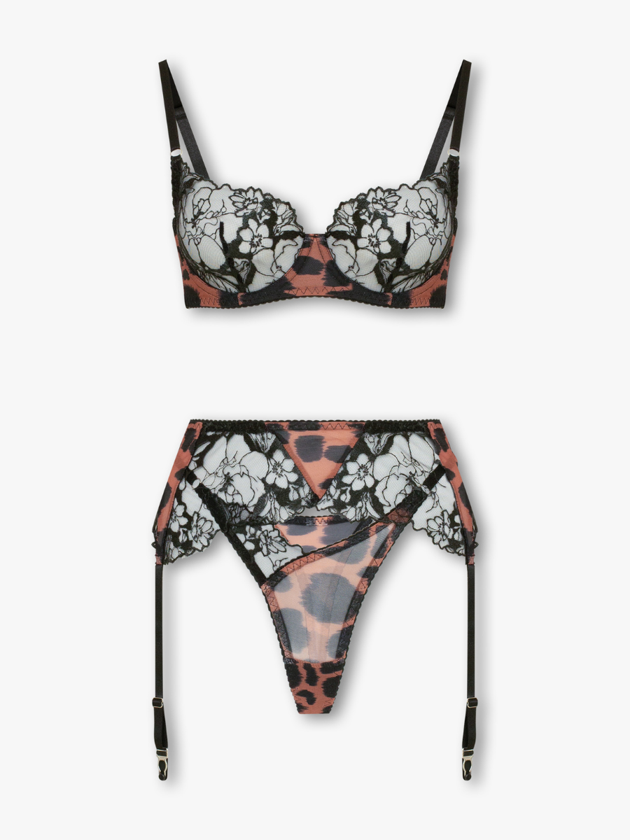 Liebelle Elysia 5-teiliges Leopard-Netzstoff-Dessous-Set - Bild 6