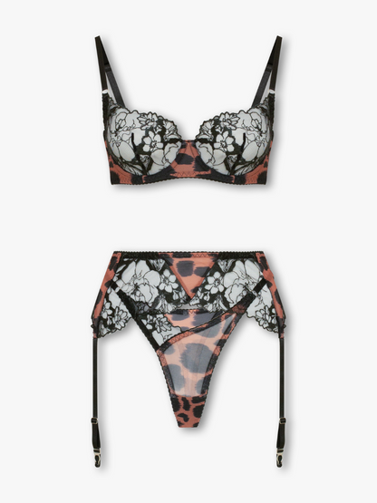 Liebelle Elysia 5-teiliges Leopard-Netzstoff-Dessous-Set - Bild 6
